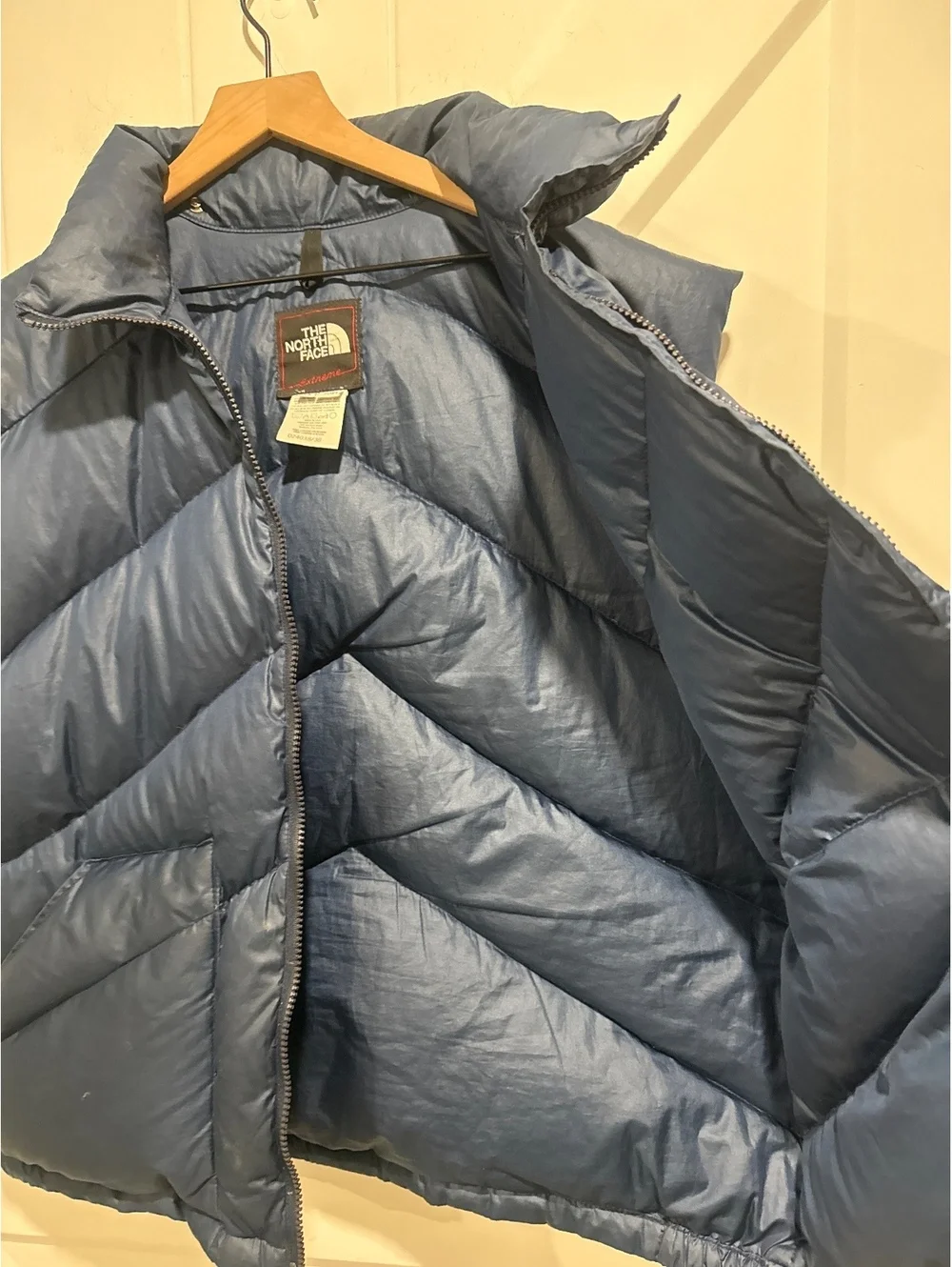 VINTAGE The North Face Extreme Down Puffer Vest XL Blue, Made in USA